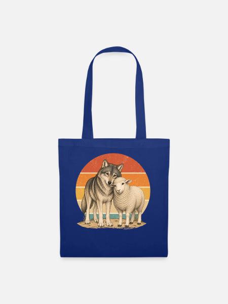 Wolf und Schaf - Stoffbeutel - Royalblau