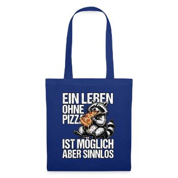 Lustiger Pizza Waschbär - Stoffbeutel - Royalblau - Vorne