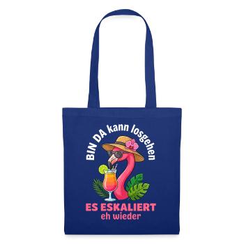 Flamingo Party Es Eskaliert eh wieder Mädelsabend - Stoffbeutel - Royalblau - Vorne