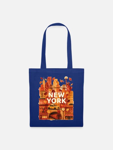 Herbst-NYC Skyline-Aquarell - Stoffbeutel - Royalblau