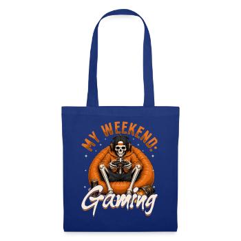 Skeleton Gamer Gaming Halloween - Stoffbeutel - Royalblau - Vorne
