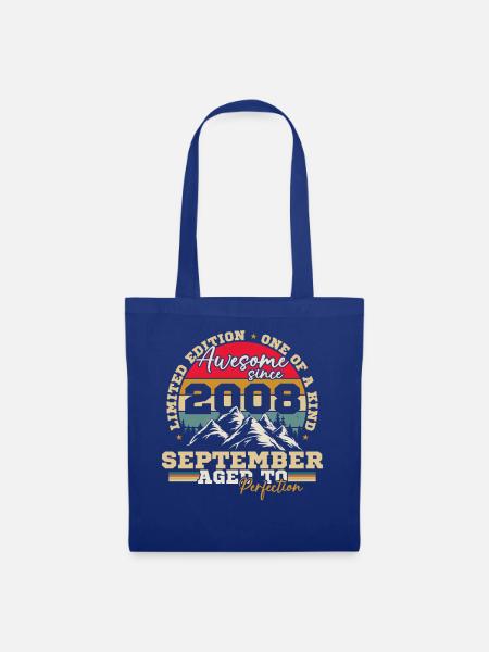 September 2008 Vintage-Geburtstagsgeschenk - Stoffbeutel - Royalblau