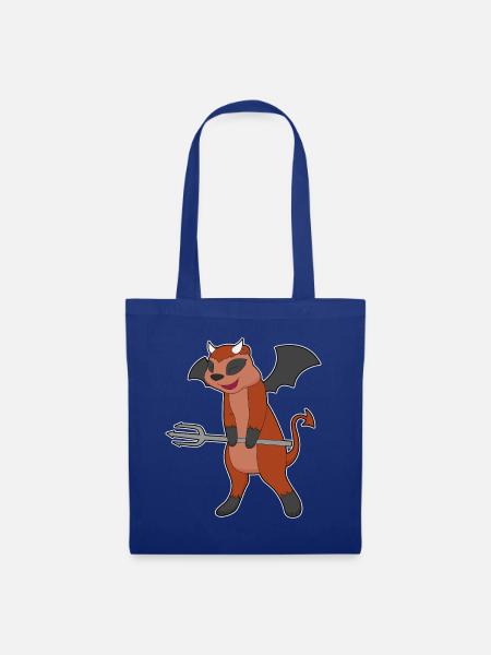 Erdmännchen Halloween Teufel Dreizack - Stoffbeutel - Royalblau