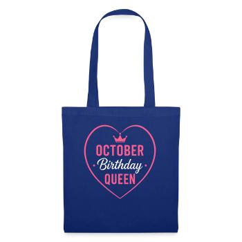 Oktober-Geburtstagskönigin - Stoffbeutel - Royalblau - Vorne