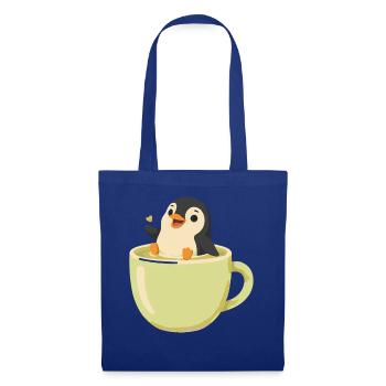 Niedlicher Pinguin In Einer Teetasse - Stoffbeutel - Royalblau - Vorne