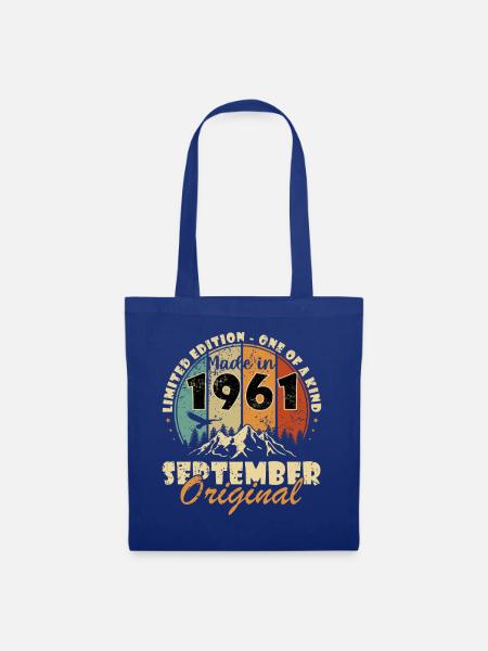 65. Geburtstag Geschenk Original September 1961 - Stoffbeutel - Royalblau