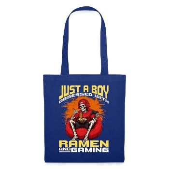Funny Gaming and Ramen Gamer Skeleton - Stoffbeutel - Royalblau - Vorne
