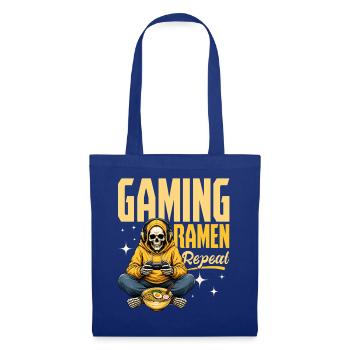 Funny Gaming and Ramen Gamer Skeleton - Stoffbeutel - Royalblau - Vorne