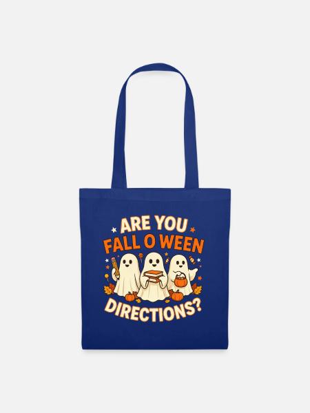 Halloween-Geistertrio mit Büchern - Stoffbeutel - Royalblau
