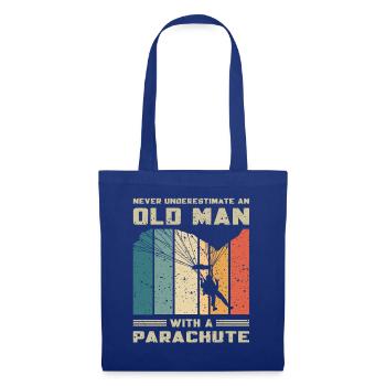 Fallschirmspringer Alter Mann mit Fallschirm Retro - Stoffbeutel - Royalblau - Vorne