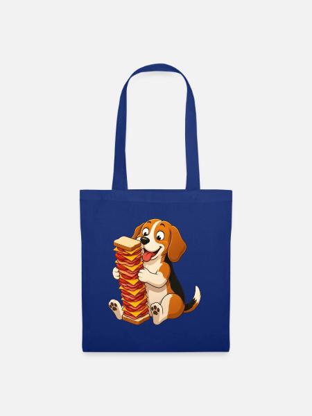 Beagle verschlingt ein riesiges Deli-Sandwich - Stoffbeutel - Royalblau