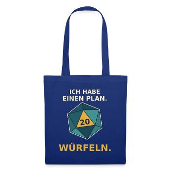 Ich habe einen Plan: Würfeln – W20 Rollenspiel - Stoffbeutel - Royalblau - Vorne