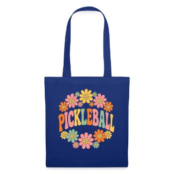 Pickleball Retro Groovy Daisy Blume Spieler - Stoffbeutel - Royalblau - Vorne
