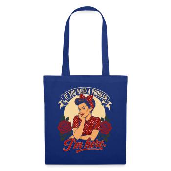  Wenn Du Ein Problem Brauchst, Ich Bin Hier Retro - Stoffbeutel - Royalblau - Vorne