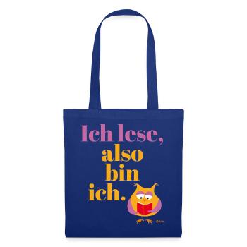 Ich lese, also bin ich!  - Stoffbeutel - Royalblau - Vorne