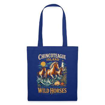 Chincoteague Wildpferde am Leuchtturm - Stoffbeutel - Royalblau - Vorne