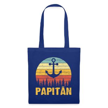 Papitän Papa Kapitän Anker Vatertag Geschenk - Stoffbeutel - Royalblau - Vorne