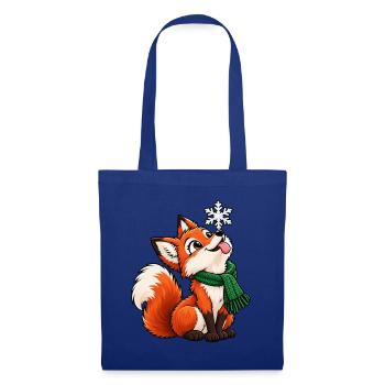 Weihnachten Fuchs Schneeflocke Winter Geschenk - Stoffbeutel - Royalblau - Vorne