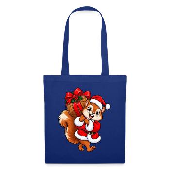 Weihnachten Eichhörnchen Nuss Geschenkidee - Stoffbeutel - Royalblau - Vorne