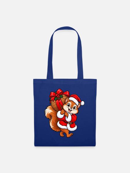 Weihnachten Eichhörnchen Nuss Geschenkidee - Stoffbeutel - Royalblau