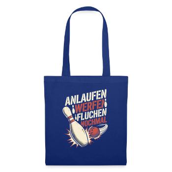 Bowling Anlaufen Werfen Fluchen Nochmal Spruch - Stoffbeutel - Royalblau - Vorne