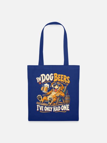 Hund mit Bier Spruchmotiv - Stoffbeutel - Royalblau