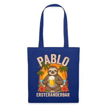 Pablo Ersteranderbar Faultier Bier Fun Motiv - Stoffbeutel - Royalblau - Vorne