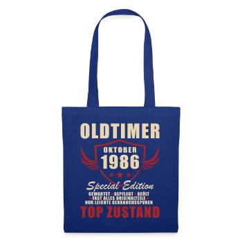 Oktober 1986 Jahrgang Retro Geburtstag Geschenk - Stoffbeutel - Royalblau - Vorne