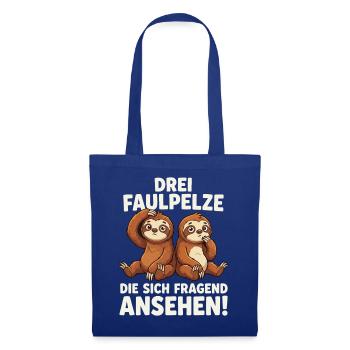 Drei Faulpelze: Fragend Ansehen - Stoffbeutel - Royalblau - Vorne