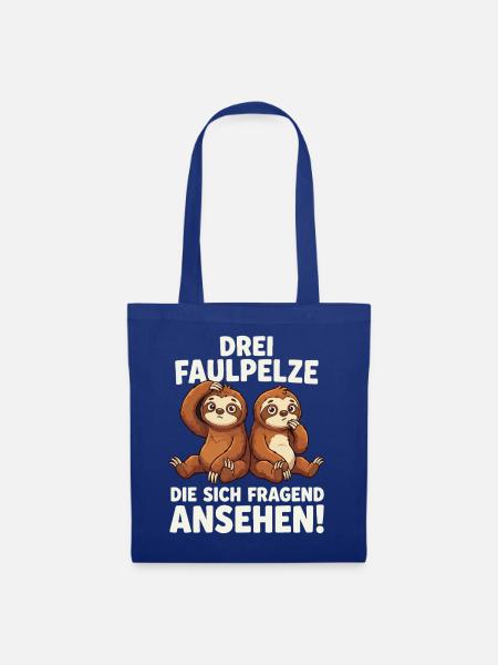 Drei Faulpelze: Fragend Ansehen - Stoffbeutel - Royalblau