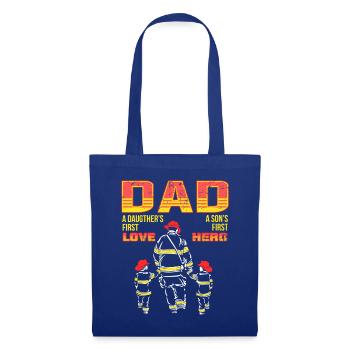 Cooler Feuerwehr Papa Mit Tochter Sohn - Stoffbeutel - Royalblau - Vorne