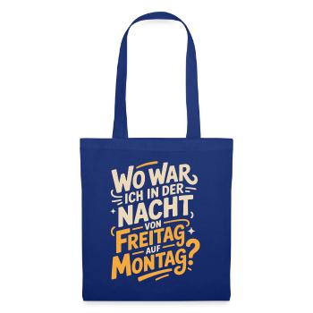 Nacht von Freitag auf Montag Filmriss Party JGA - Stoffbeutel - Royalblau - Vorne