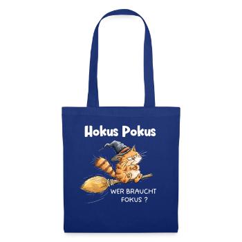 Hokus Pokus Katze Besen Spruch Sarkasmus Humor - Stoffbeutel - Royalblau - Vorne