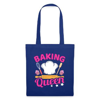 Baking Queen Bake Kitchen Küche Backen Spruch - Stoffbeutel - Royalblau - Vorne