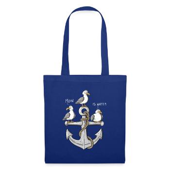 Moin Möwen Anker Nordsee Küste Maritim Humor - Stoffbeutel - Royalblau - Vorne