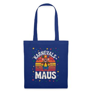 Karnevalsmaus Mit Bunter Narrenkappe Und Konfetti - Stoffbeutel - Royalblau - Vorne