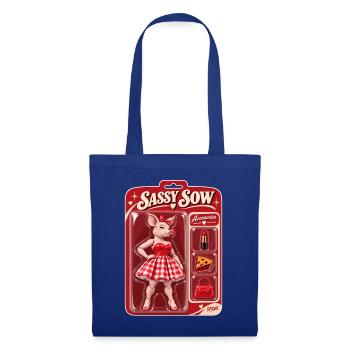 Sassy Sow Retro-Schweinepuppe - Stoffbeutel - Royalblau - Vorne
