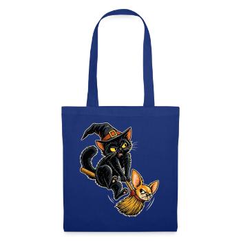 Halloween Hexenkatze mit störrischem - Stoffbeutel - Royalblau - Vorne