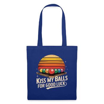 Kiss My Balls For Good Luck Billardkugeln Retro - Stoffbeutel - Royalblau - Vorne