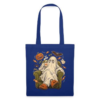 Halloween Papa Geist Kaffee Couch Auszeit - Stoffbeutel - Royalblau - Vorne