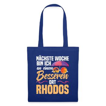 Nächste Woche an einem besseren Ort – Rhodos - Stoffbeutel - Royalblau - Vorne