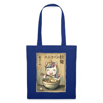 Kawaii Einhorn Ramen Nudeln Japan Retro - Stoffbeutel - Royalblau - Vorne