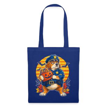 Halloween Hund in Polizeikostüm Retro-Sonne für - Stoffbeutel - Royalblau - Vorne