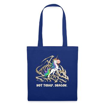 Not Today Dragon Einhorn Fantasy Humor - Stoffbeutel - Royalblau - Vorne