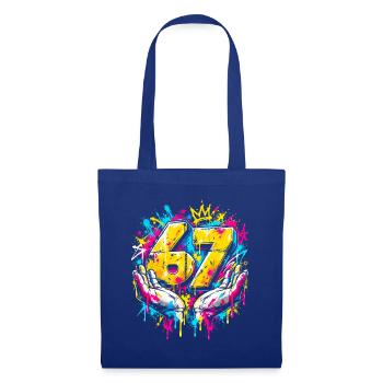 6 7 Meme Neon Graffiti Splash - Stoffbeutel - Royalblau - Vorne