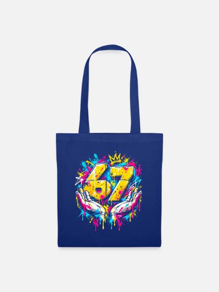 6 7 Meme Neon Graffiti Splash - Stoffbeutel - Royalblau