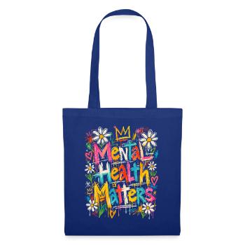Mental Health Matters Graffiti Flowers - Stoffbeutel - Royalblau - Vorne