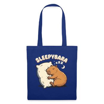 Sleepybara Capybara Umarmt Kissen Schlafmütze - Stoffbeutel - Royalblau - Vorne