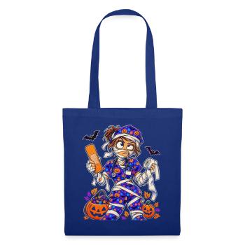 Halloween Krankenschwester Mumie in bunten Scrubs - Stoffbeutel - Royalblau - Vorne