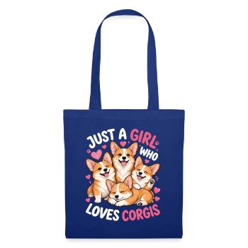 Just a Girl Who Loves Corgis – lustige Corgi-Liebhaberin - Stoffbeutel - Royalblau - Vorne